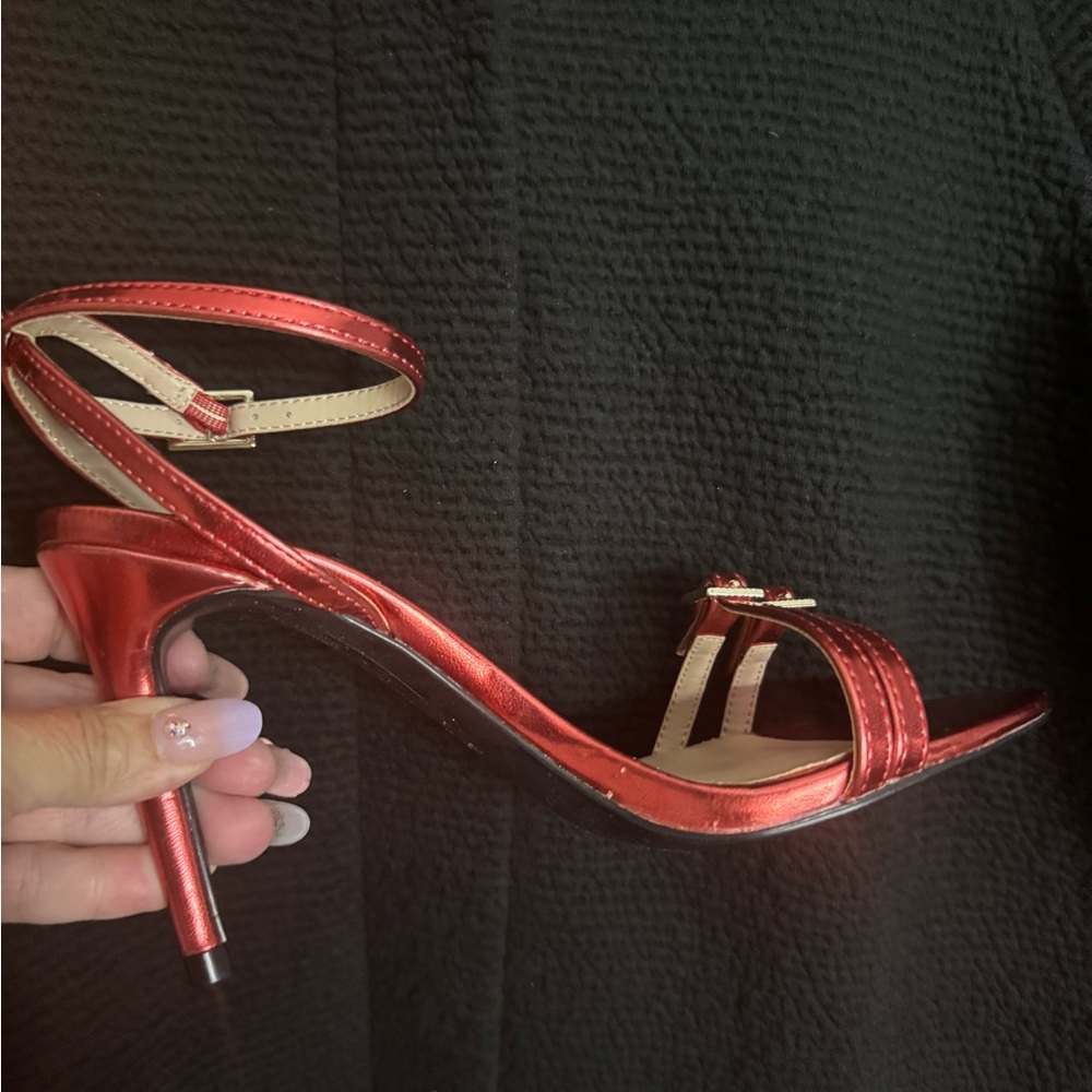 Aldo Red Strappy Heels with Ankle Strap Sz 5